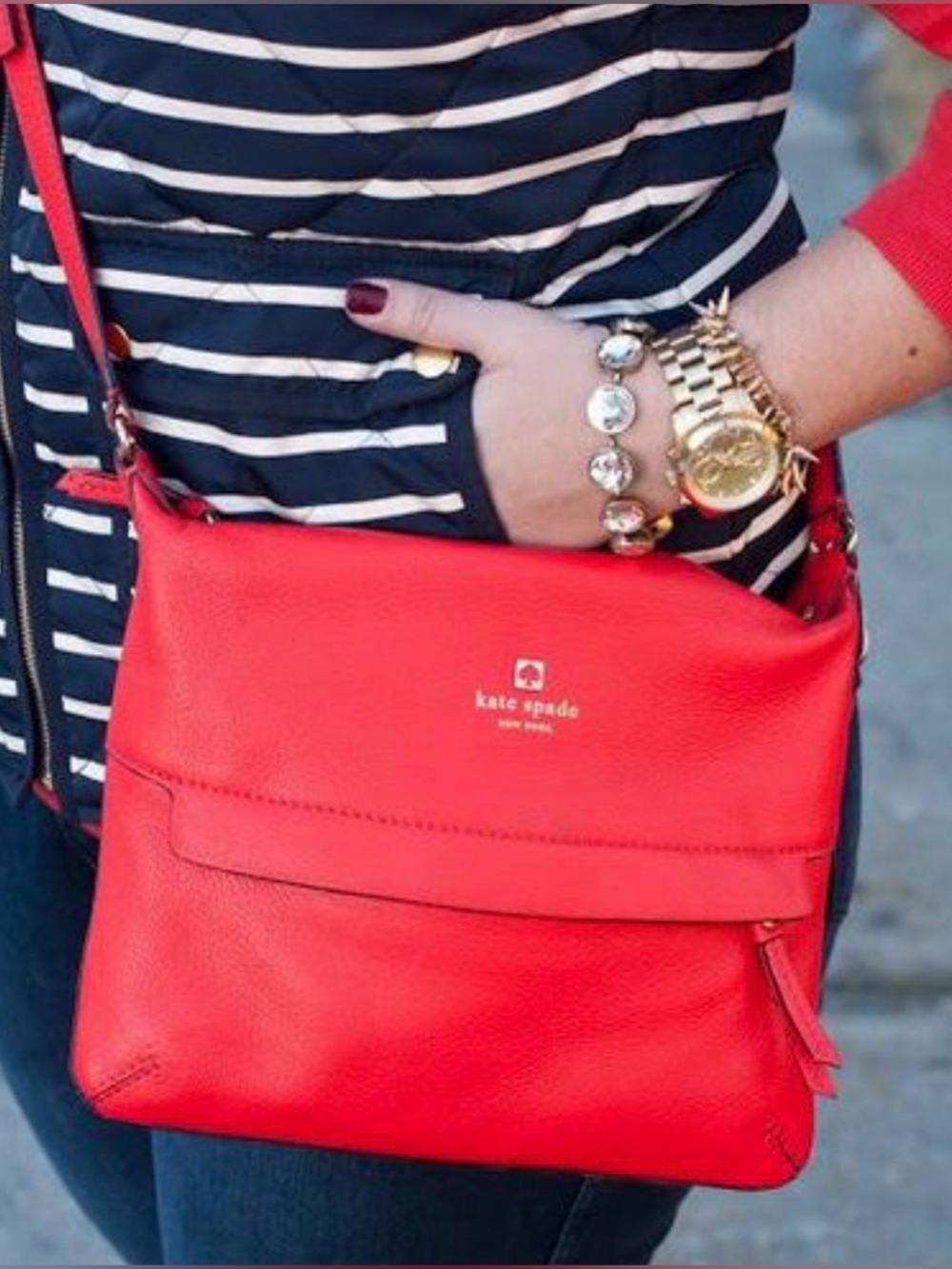 Kate Spade New York Red Starla Grant Park Leather Crossbody Bag